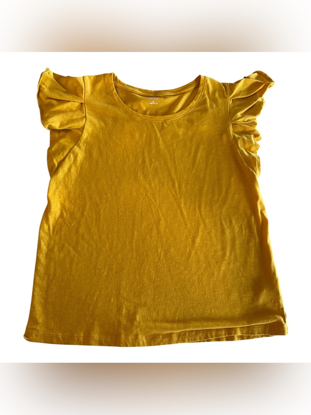 a.n.a Mustard Yellow Ruffle Sleeve Short Sleeve Tee